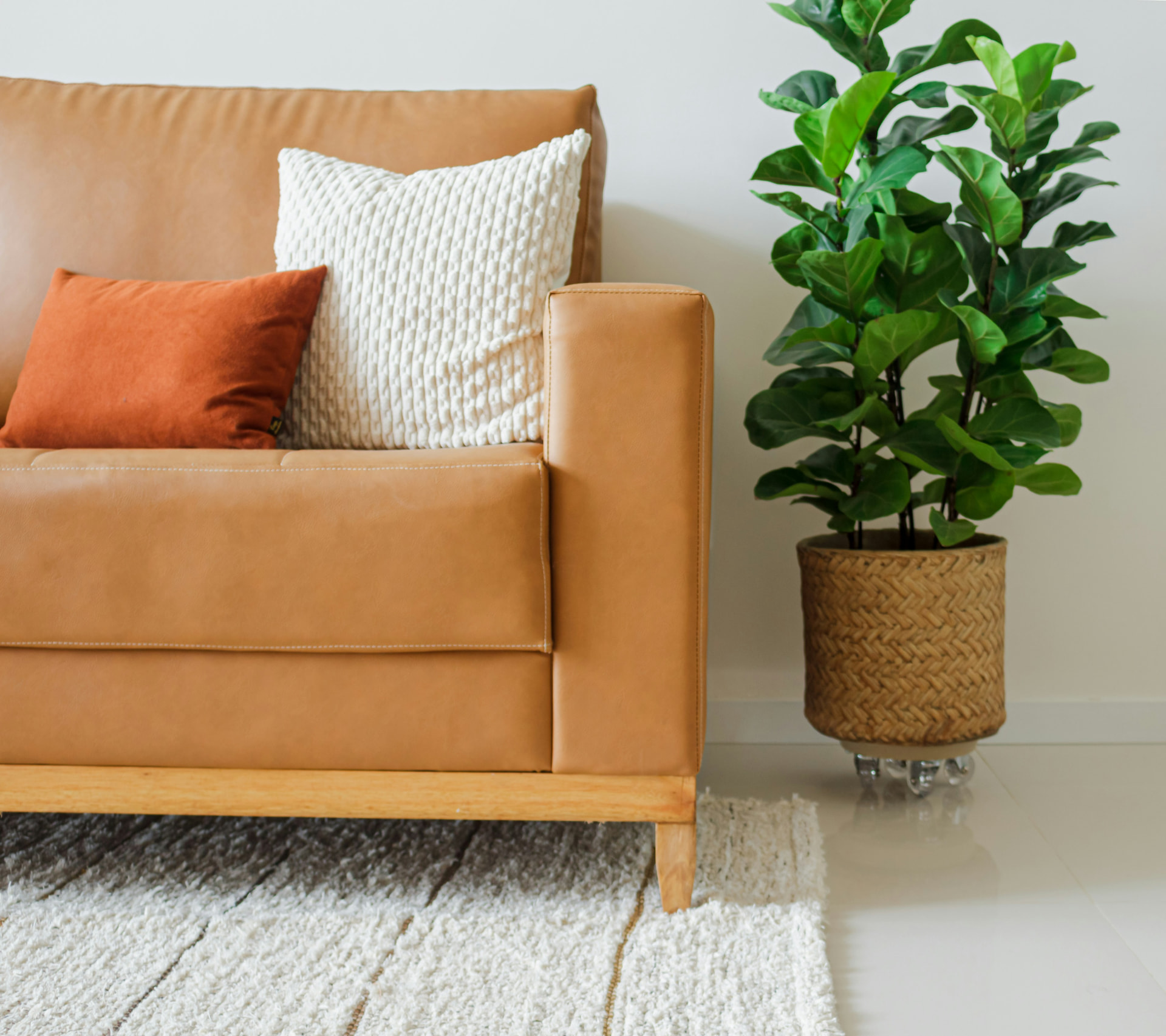 Close-up of a styled sofa in a Nashville short-term rental managed by Rest Easy Nashville